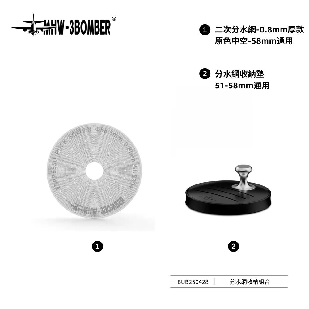 二次分水網-0.8MM-原色中空-58MM通用咖啡機58MM手柄萃取過濾片| MHW