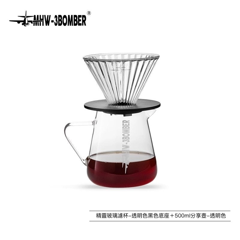 尖嘴分享壺-白字-500ML —手沖咖啡壺500ml 玻璃分享壺滴漏式咖啡器具