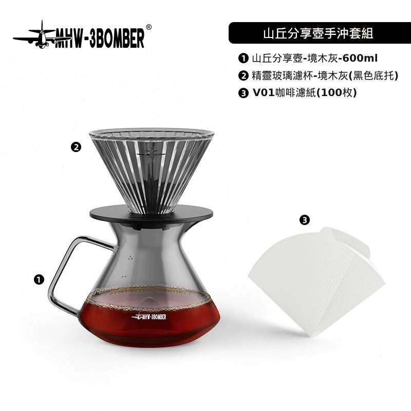 山丘分享壺 - 600ml - 境木灰 - MHW - 3BOMBER TAIWAN